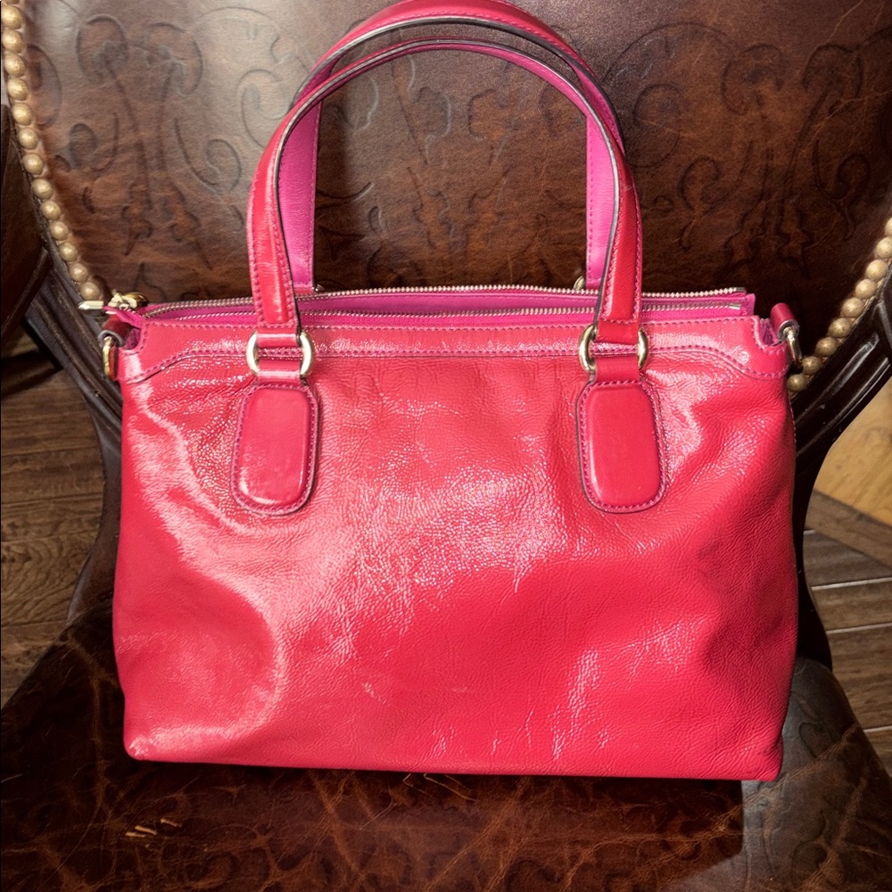 Gucci Soho Patent Leather Top Handle Bag Fuchsia Pink Interlocking G - Picture 6 of 14